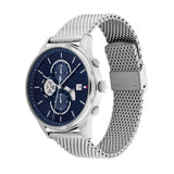 Tommy Hilfiger Weston Chronograph Blue Dial Silver Mesh Bracelet Watch For Men - 1710504 Authentic Buy Shop Now