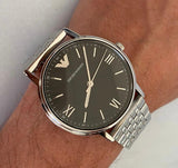 Emporio Armani Kappa Black Dial Silver Steel Strap Watch For Men - AR11152 Authentic Buy Shop Now