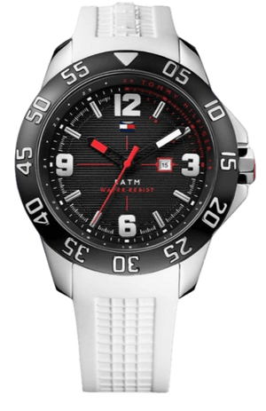 Tommy Hilfiger Sport Black Dial White Rubber Strap Watch for Men - 1790986 Authentic Buy Shop Now