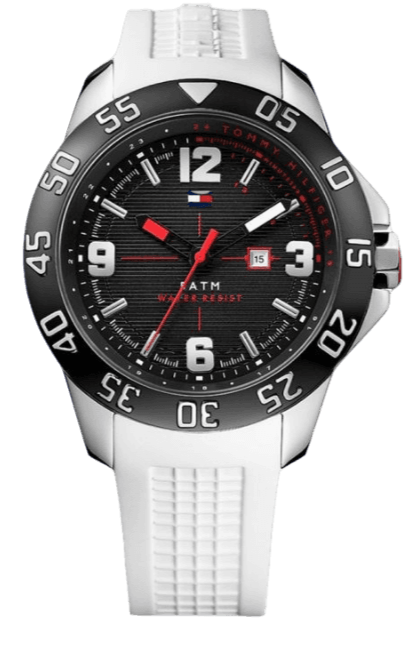 Tommy Hilfiger Sport Black Dial White Rubber Strap Watch for Men - 1790986 Authentic Buy Shop Now