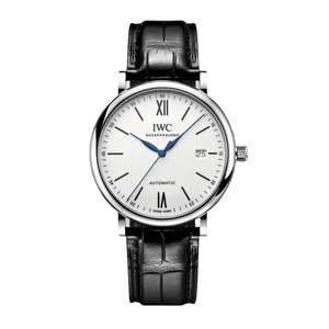 IWC Portofino Automatic '150 Years' Edition Automatic White Dial Black Leather Strap Watch for Men - IW356519 Authentic Buy Shop Now