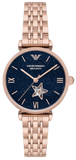 Emporio Armani Meccanico Crystals Black Dial Rose Gold Steel Strap Watch For Women - AR60043 Authentic Buy Shop Now