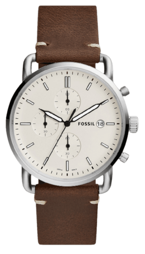 Fossil The Commuter White Dial Brown Leather Strap Watch for Men - FS5402 Authentic Buy Shop Now