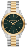 Michael Kors Slim Runway Quartz Green Dial Two Tone Steel Strap Watch for Women - MK9149 Authentic Buy Shop Now