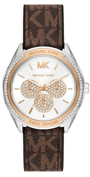 Michael Kors Jessa Multifunction Silver Dial Brown Leather Strap Watch For Women - MK7205 Authentic Buy Shop Now