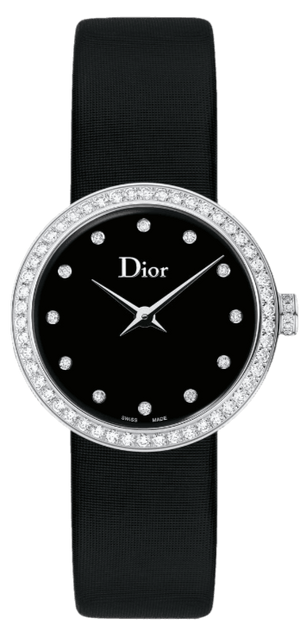 Dior La D De Dior Diamonds Black and Blue Dial Black Leather Strap Watch for Women - CD047111A004 0000 Authentic Buy Shop Now