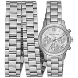 Michael Kors Runway 18K Rhodium Plated Triple Wrap Silver Dial Silver Steel Strap Watch for Women - MK7451 Authentic Buy Shop Now