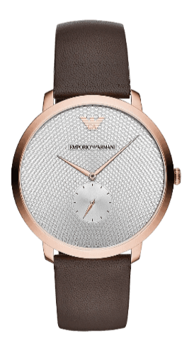 Emporio Armani Modern Slim Analog Silver Dial Brown Leather Strap Watch For Men - AR11163 Authentic Buy Shop Now