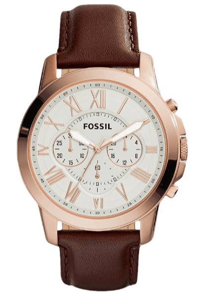 Fossil Grant Chronograph White Dial Brown Leather Strap Watch for Men - FS4991 Authentic Buy Shop Now