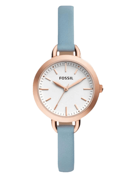 Fossil Classic White Dial Blue Leather Strap Watch for Women - BQ3327 Authentic Buy Shop Now