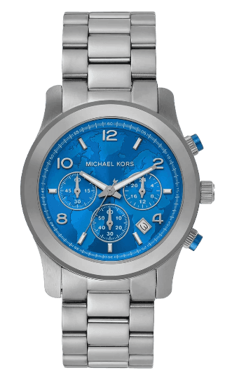 Michael Kors Runway Stop Hunger Blue Dial Silver Steel Strap Watch for Women - MK7427 Authentic Buy Shop Now