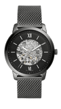 Fossil Neutra Automatic Skeleton Black Dial Grey Mesh Strap Watch for Men - ME3185 Authentic Buy Shop Now