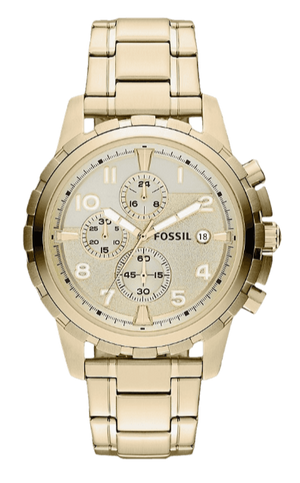 Fossil Dean Chronograph Champagne Dial Gold Steel Strap Watch for Men - FS4867 Authentic Buy Shop Now