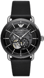 Emporio Armani Meccanico Skeleton Black Dial Black Leather Strap Watch For Men - AR60026 Authentic Buy Shop Now