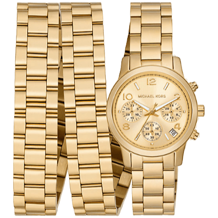 Michael Kors Runway 18K Gold-Plated Triple Wrap Gold Dial Gold Steel Strap Watch for Women - MK7450 Authentic Buy Shop Now