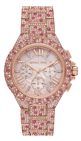 Michael Kors Camille Chronograph Mother of Pearl Dial Rose Gold Steel Strap Watch for Women - MK7272 Authentic Buy Shop Now
