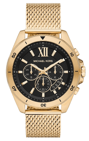 Michael Kors Brecken Chronograph Black Dial Gold Mesh Strap Watch For Men - MK8867 Authentic Buy Shop Now