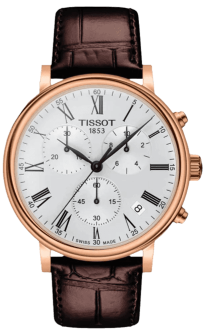 Tissot Carson Premium Chronograph Silver Dial Brown Leather Strap Watch For Men - T122.417.36.033.00 Authentic Buy Shop Now