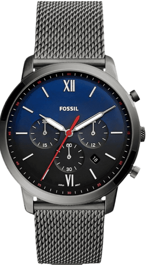 Fossil Neutra Chronograph Blue Dial Silver Mesh Bracelet Watch for Men - FS5383 Authentic Buy Shop Now