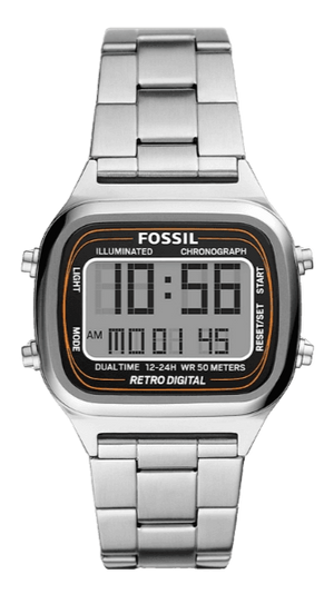 Fossil Retro Digital Silver Dial Silver Steel Strap Watch for Men - FS5844 Authentic Buy Shop Now