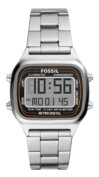 Fossil Retro Digital Silver Dial Silver Steel Strap Watch for Men - FS5844 Authentic Buy Shop Now