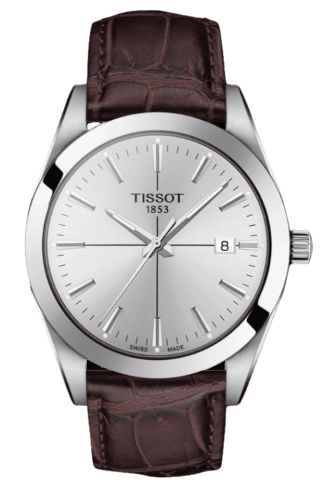 Tissot Gentlemen Silver Dial Brown Leather Strap Watch for Men - T127.410.16.031.01 Authentic Buy Shop Now