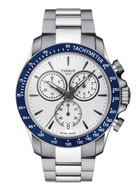Tissot V8 Quartz T Sport Chronograph White Dial Silver Steel Strap Watch For Men - T106.417.11.031.00 Authentic Buy Shop Now