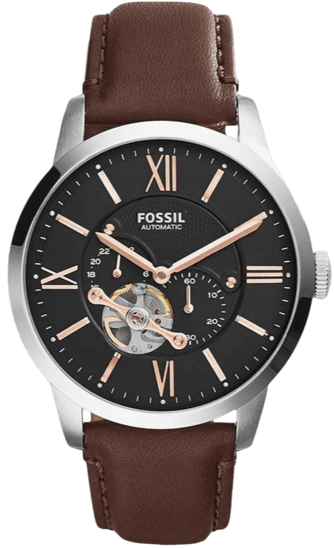 Fossil Townsman Automatic Black Dial Brown Leather Strap Watch for Men - ME3061 Authentic Buy Shop Now