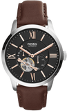 Fossil Townsman Automatic Black Dial Brown Leather Strap Watch for Men - ME3061 Authentic Buy Shop Now