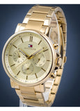 Tommy Hilfiger Tyson Chronograph Gold Dial Gold Steel Strap Watch For Men - 1710611 Authentic Buy Shop Now