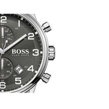 Hugo Boss Aeroliner Black Dial Silver Steel Strap Watch for Men - 1513181 Authentic Buy Shop Now