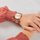 Michael Kors Melissa Three Hand Rose Gold Dial Rose Gold Steel Strap Watch For Women - MK4369 Authentic Buy Shop Now
