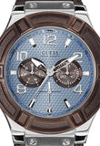 Guess Rigor Analogue Quartz Blue Dial Brown Leather Strap Watch For Men - W0040G10 Authentic Buy Shop Now