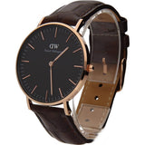 Daniel Wellington Classic York Black Dial Brown Leather Strap Watch For Women - DW00100140 Authentic Buy Shop Now