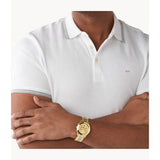 Michael Kors Slim Runway Chronograph Gold Dial Gold Steel Strap Watch For Men - MK8909 Authentic Buy Shop Now