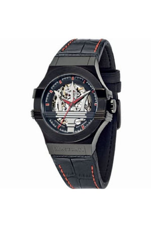 Maserati Potenza Automatic Black Dial Black Leather Strap Watch For Men - R8821108008 Authentic Buy Shop Now