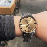 Emporio Armani Classic Beige Dial Two Tone Steel Strap Watch for Men - AR2070 Authentic Buy Shop Now
