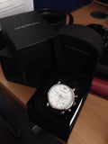 Emporio Armani Classic Quartz Chronograph White Dial Black Leather Strap Watch For Men - AR1807 Authentic Buy Shop Now