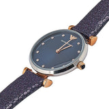 Emporio Armani Gianni T Bar Analog Blue Dial Black Leather Strap Watch For Women - AR1989 Authentic Buy Shop Now