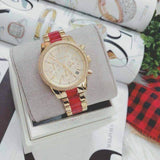 Michael Kors Ritz Chronograph Gold Dial Two Tone Steel Strap Watch For Women - MK6517 Authentic Buy Shop Now
