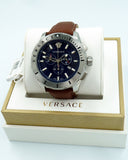 Versace Casual Chronograph Blue Dial Brown Leather Strap Watch for Men - VERG002-18 Authentic Buy Shop Now
