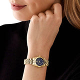 Michael Kors Lexington Three-Hand Blue Dial Gold Steel Strap Watch for Women - MK4802 Authentic Buy Shop Now