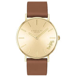 Coach Perry Analog Gold Dial Brown Leather Strap Watch for Women - 14503331-C Authentic Buy Shop Now