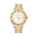 Versace Hellenyium GMT Silver Dial Two Tone Steel Strap Watch for Men - V11030015 Authentic Buy Shop Now
