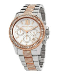 Michael Kors Everest Chronograph Silver Dial Two Tone Steel Strap Watch For Women - MK6975 Authentic Buy Shop Now
