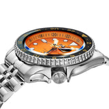 Seiko 5 Sports GMT Automatic Orange Dial Silver Steel Strap Watch For Men - SSK005K1 Authentic Buy Shop Now
