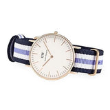Daniel Wellington Classic Trinity White Dial Three Tone Nylon Strap Watch For Women - 0509DW Authentic Buy Shop Now