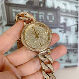 Michael Kors Catelyn Crystals Gold Dial Gold Steel Strap Watch For Women - MK4674 Authentic Buy Shop Now