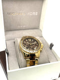 Michael Kors Everest Chronograph Brown Dial Two Tone Steel Strap Watch For Women - MK6973 Authentic Buy Shop Now