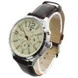 Tommy Hilfiger Gavin Chronograph White Dial Brown Leather Strap Watch for Men - 1791467 Authentic Buy Shop Now